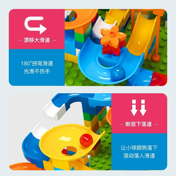 Planet Gates Rail Block Marble Race Run Slide Track Educational Track Ball Color Building Funnel Slide DIY Block Sets Bricks Kids Toys