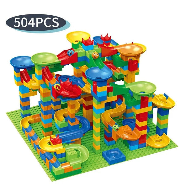 Planet Gates Rail Block Marble Race Run Slide Track Educational Track Ball Color Building Funnel Slide DIY Block Sets Bricks Kids Toys
