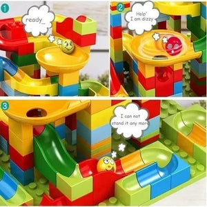 Planet Gates Rail Block Marble Race Run Slide Track Educational Track Ball Color Building Funnel Slide DIY Block Sets Bricks Kids Toys