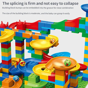 Planet Gates Rail Block Marble Race Run Slide Track Educational Track Ball Color Building Funnel Slide DIY Block Sets Bricks Kids Toys