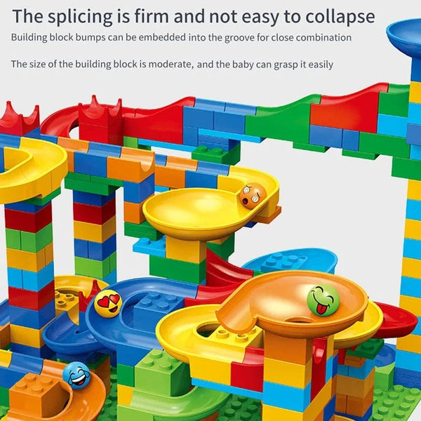 Planet Gates Rail Block Marble Race Run Slide Track Educational Track Ball Color Building Funnel Slide DIY Block Sets Bricks Kids Toys