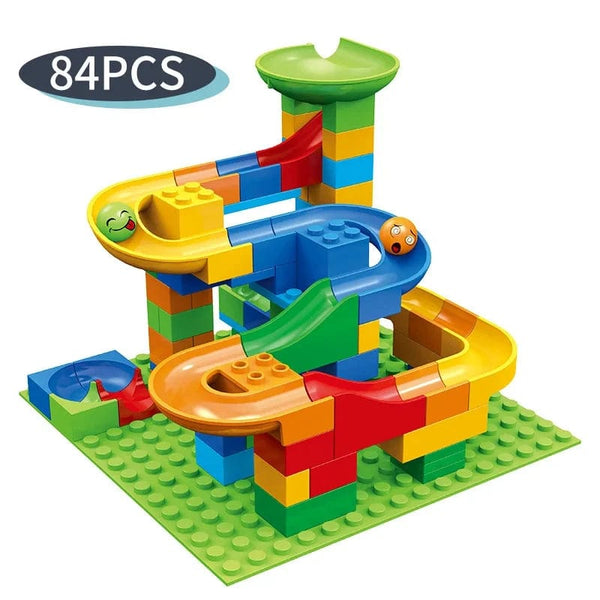 Planet Gates Rail Block Marble Race Run Slide Track Educational Track Ball Color Building Funnel Slide DIY Block Sets Bricks Kids Toys