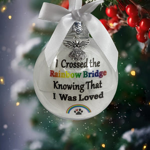 Planet Gates Rainbow Footprints 1pc, Through Rainbow Bridge Know I'm Loved Rainbow Pet Footprint Ornament Commemorative Ball Holiday Decoration Pendant, Scene Decor, Home Decor, Theme Party Decor
