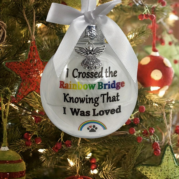 Planet Gates Rainbow Footprints 1pc, Through Rainbow Bridge Know I'm Loved Rainbow Pet Footprint Ornament Commemorative Ball Holiday Decoration Pendant, Scene Decor, Home Decor, Theme Party Decor