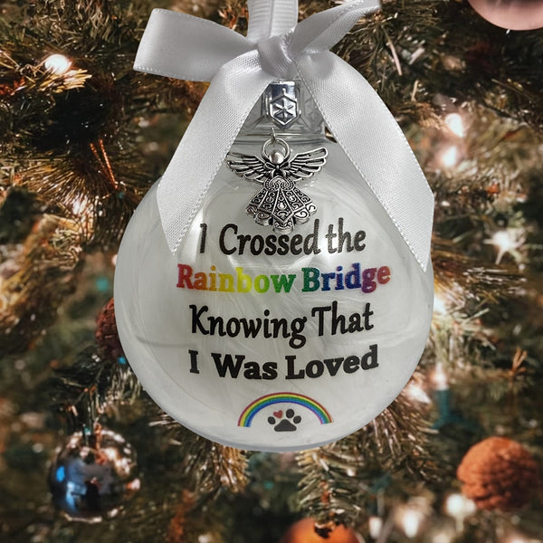 Planet Gates Rainbow Footprints 1pc, Through Rainbow Bridge Know I'm Loved Rainbow Pet Footprint Ornament Commemorative Ball Holiday Decoration Pendant, Scene Decor, Home Decor, Theme Party Decor