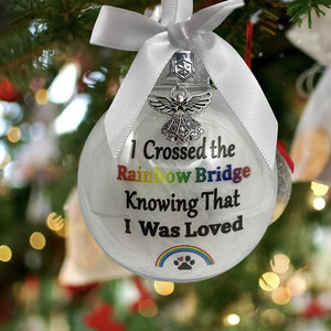 Planet Gates Rainbow Footprints 1pc, Through Rainbow Bridge Know I'm Loved Rainbow Pet Footprint Ornament Commemorative Ball Holiday Decoration Pendant, Scene Decor, Home Decor, Theme Party Decor