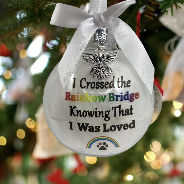 Planet Gates Rainbow Footprints 1pc, Through Rainbow Bridge Know I'm Loved Rainbow Pet Footprint Ornament Commemorative Ball Holiday Decoration Pendant, Scene Decor, Home Decor, Theme Party Decor