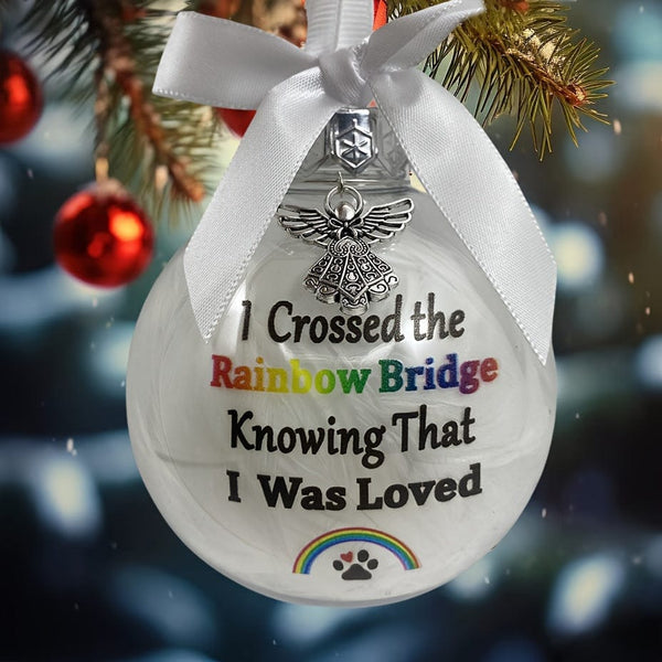 Planet Gates Rainbow Footprints 1pc, Through Rainbow Bridge Know I'm Loved Rainbow Pet Footprint Ornament Commemorative Ball Holiday Decoration Pendant, Scene Decor, Home Decor, Theme Party Decor