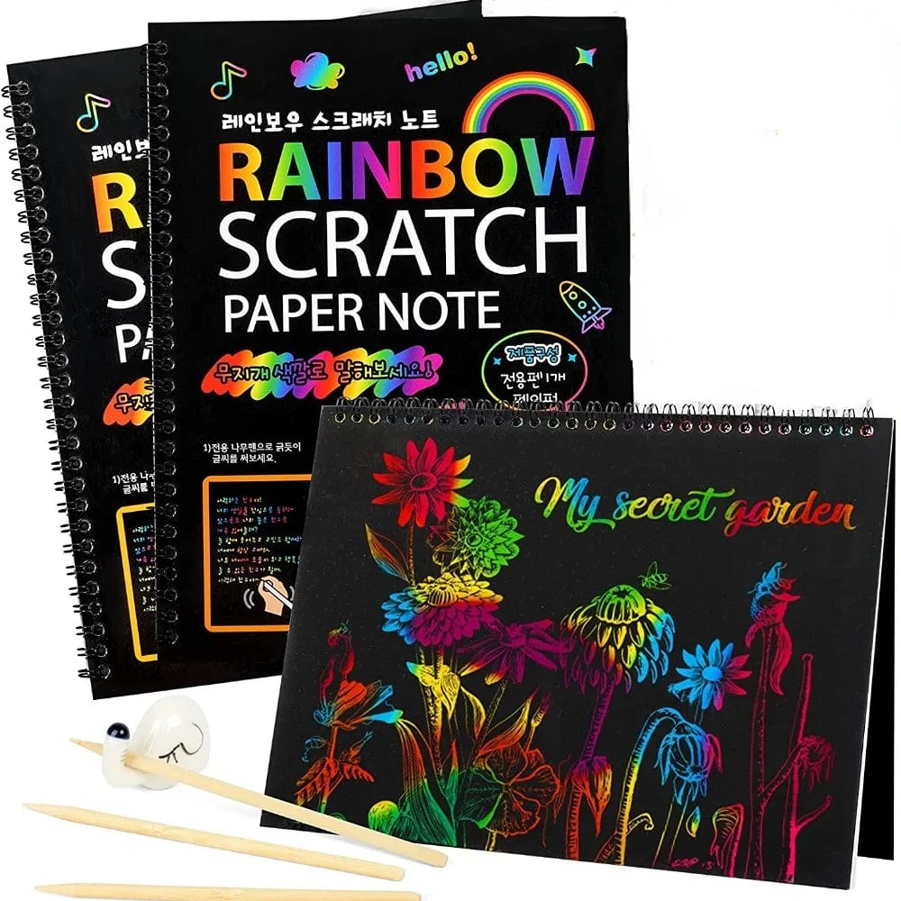 Planet Gates Rainbow Magic Scratch Off Paper Set for Kids Arts Scraping Painting Toy DIY Graffiti Book Kids Montessori Educational Toys