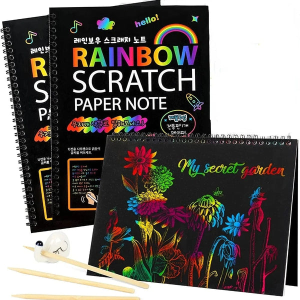 Planet Gates Rainbow Magic Scratch Off Paper Set for Kids Arts Scraping Painting Toy DIY Graffiti Book Kids Montessori Educational Toys