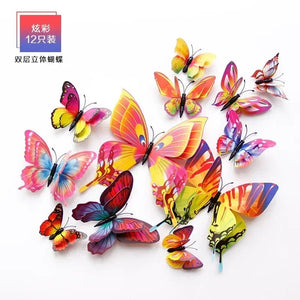 Planet Gates Rainbow - Magnet 12pcs 3D Double Layer Butterflies Wall Stickers Living Room Decor Wedding Kids  Decoration DIY  Art Magnet