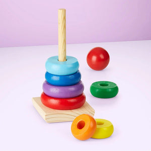 Planet Gates Rainbow Stacker Wooden Ring Educational Toy Kids Tower Stack Up Blocks Color Shape Game Baby Montessori Toys for Children Gifts