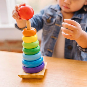 Planet Gates Rainbow Stacker Wooden Ring Educational Toy Kids Tower Stack Up Blocks Color Shape Game Baby Montessori Toys for Children Gifts