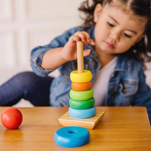 Planet Gates Rainbow Stacker Wooden Ring Educational Toy Kids Tower Stack Up Blocks Color Shape Game Baby Montessori Toys for Children Gifts