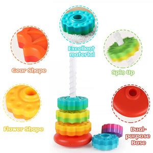 Planet Gates Rainbow Tower Montessori Rotating Rainbow Tower Baby Stacking Puzzle Toys Safety and Environmental Protection Colored Children's Toys