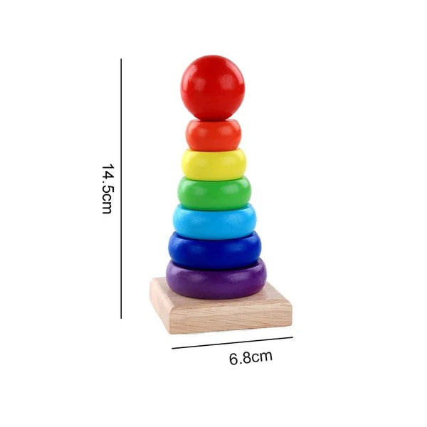 Planet Gates Rainbow Tower Montessori Wooden Toys for Babies 1 2 3 Years Boy Girl Gift Baby Development Games Wood Puzzle for Kids Educational Learning Toy
