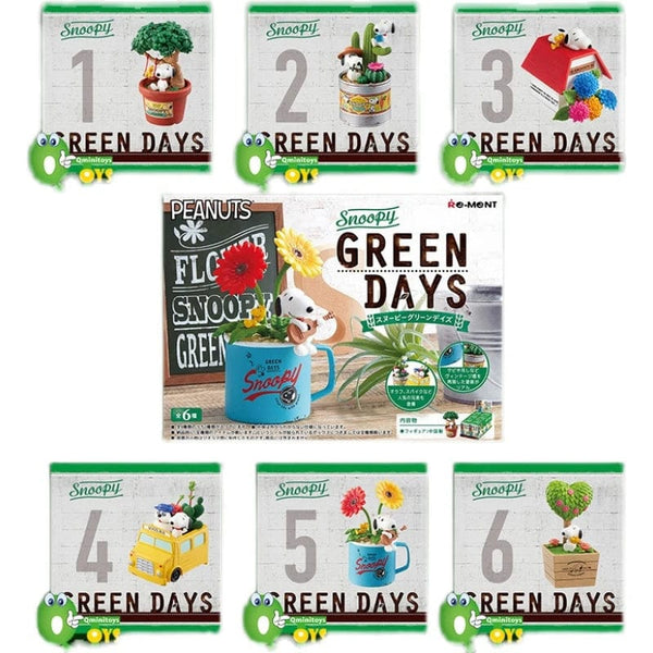 Planet Gates Random 1 Pcs no box Snoopy Green Days Anime Figure Models Green Potted Plant Table Ornaments Anime Peripherals Toys Kawaii Dolls Gifts for Childrens