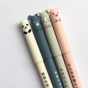 Planet Gates Random 1PCS / black Kawaii Pig Bear Cat Mouse Erasable Gel Pen School Office Supplies Stationery Gift 0.35mm Blue Black Ink