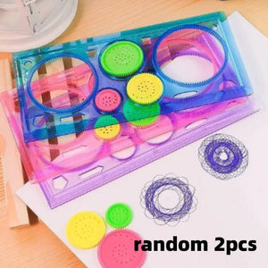 Planet Gates random 2pcs Funny Spirograph Montessori Education Drawing Toys Set Geometric Ruler Toys Drawing Accessories Creative Educational Kids Toy