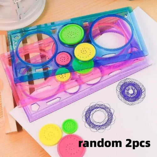 Planet Gates random 2pcs Funny Spirograph Montessori Education Drawing Toys Set Geometric Ruler Toys Drawing Accessories Creative Educational Kids Toy