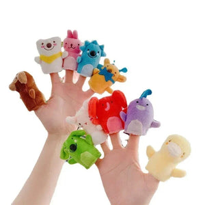 Planet Gates Random 5pcs 1/5/10pcs Cartoon Biological Animal Finger Puppet Storytelling Hand Puppet Plush Toys Baby Favor Dolls Funny Kids Christmas Gift