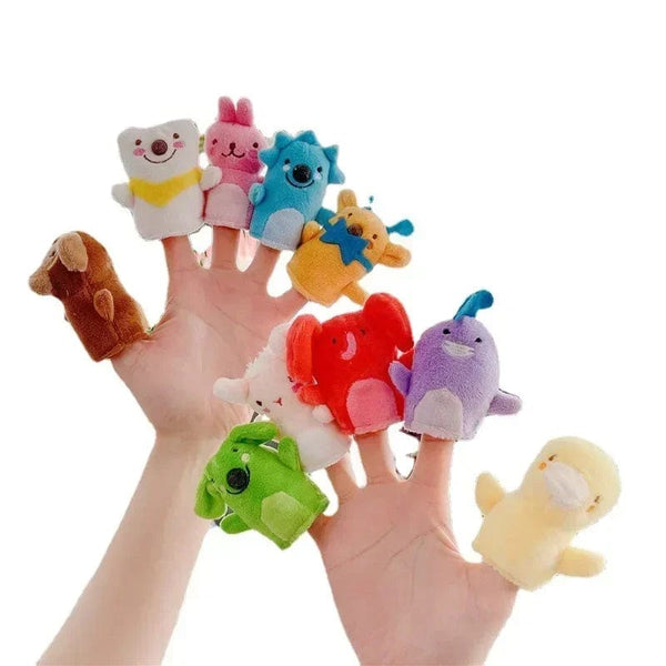 Planet Gates Random 5pcs 1/5/10pcs Cartoon Biological Animal Finger Puppet Storytelling Hand Puppet Plush Toys Baby Favor Dolls Funny Kids Christmas Gift