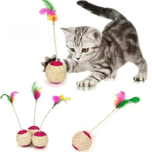 Planet Gates Random color 1Pc Cat Toy Sisal Scratching Ball Training Interactive Toy for Kitten Pet Cat Supplies Feather Toy  Cat Toys Interactive