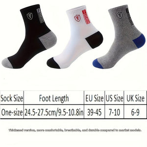 Planet Gates Random Color / One-size 6 Pairs Men's Cotton Sweat Absorbing Embroidered Crest Athletic Socks, Ankle Socks (No Box)