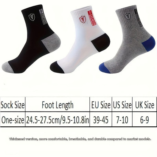Planet Gates Random Color / One-size 6 Pairs Men's Cotton Sweat Absorbing Embroidered Crest Athletic Socks, Ankle Socks (No Box)