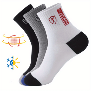 Planet Gates Random Color / One-size 6 Pairs Men's Cotton Sweat Absorbing Embroidered Crest Athletic Socks, Ankle Socks (No Box)