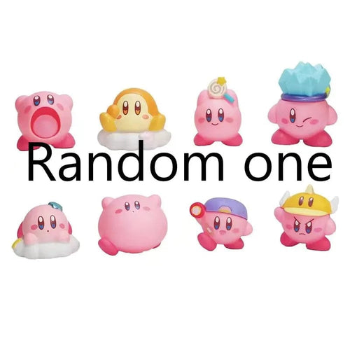 Planet Gates Random one 4-8pcs Anime Games Kirby Action Figures Toys Pink Cartoon Kirby PVC Cute Figure Action Toy Christmas Gift for Children