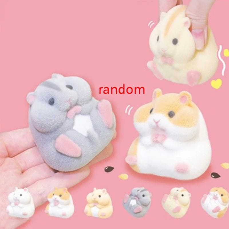 Planet Gates 【Random style】Japan Original Capsule Toys Cute Kawaii Fatty Milky Soft Hamster Flocking Plush Dolls Squeeze Stress Relief Toys