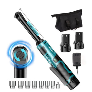 Planet Gates Ratchet Wrench / CHINA / EU SEESII 3/8 Inch 55Nm Cordless Electric Wrench 6" Extended Ratchet Wrench 12V Rechargeable Car Repair Tool Set Angle Wrench