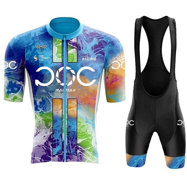 Planet Gates RAUDAX POC New Men's Cycling Set Road Bicycle Breathable Cycling Suit Bib Shorts Cycling Set Summer Cycling Team Training Suit