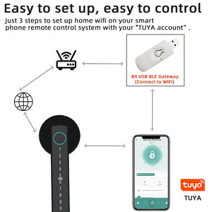 Planet Gates RAYKUBE M5 Tuya BLE Fingerprint Door Lock Digital Electronic Lock with Password/Key/IC Card/ Smartlife/ Tuya APP Unlock