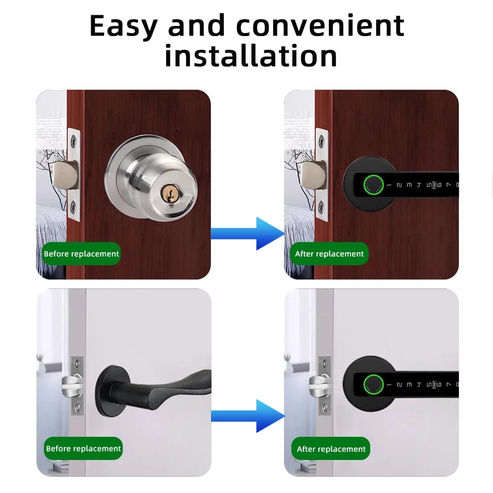 Planet Gates RAYKUBE M5 Tuya BLE Fingerprint Door Lock Digital Electronic Lock with Password/Key/IC Card/ Smartlife/ Tuya APP Unlock