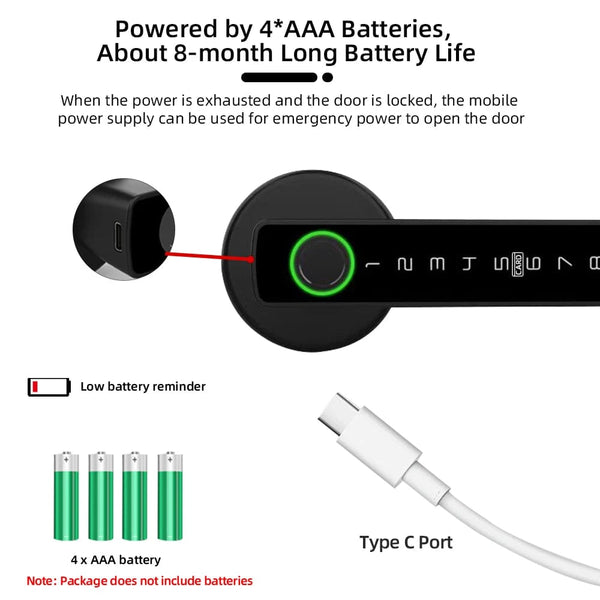 Planet Gates RAYKUBE M5 Tuya BLE Fingerprint Door Lock Digital Electronic Lock with Password/Key/IC Card/ Smartlife/ Tuya APP Unlock