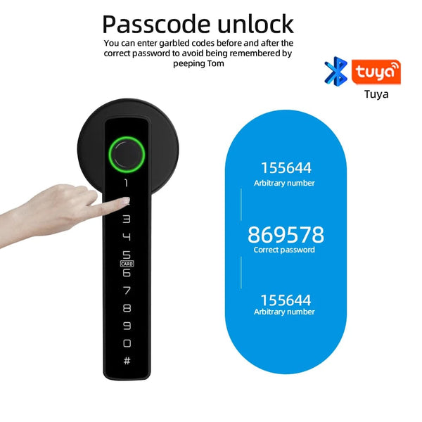 Planet Gates RAYKUBE M5 Tuya BLE Fingerprint Door Lock Digital Electronic Lock with Password/Key/IC Card/ Smartlife/ Tuya APP Unlock