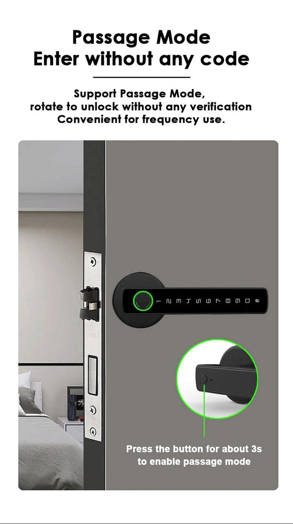 Planet Gates RAYKUBE M5 Tuya BLE Fingerprint Door Lock Digital Electronic Lock with Password/Key/IC Card/ Smartlife/ Tuya APP Unlock