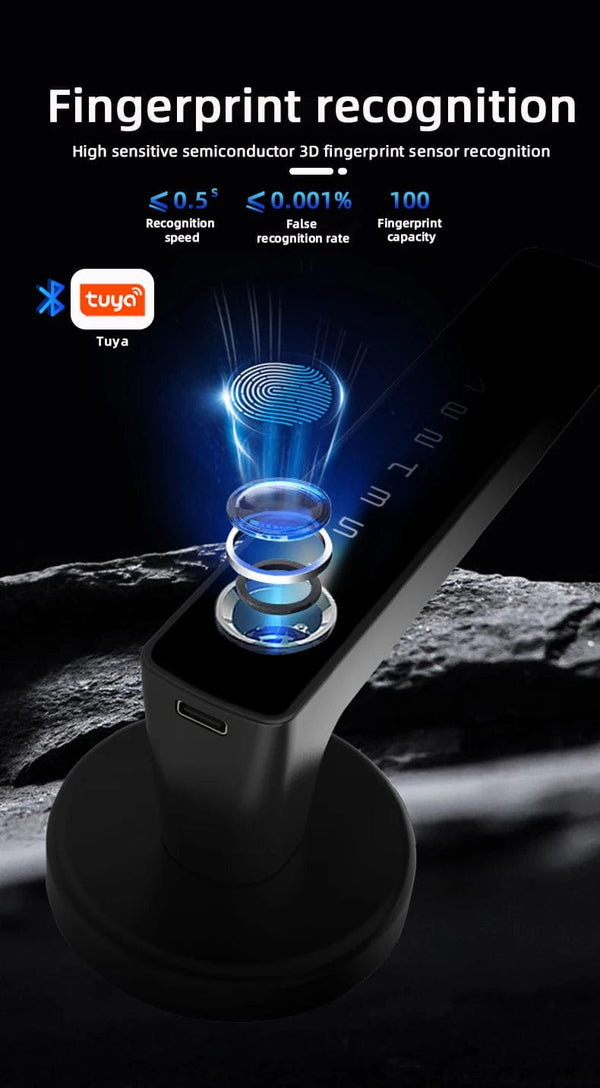 Planet Gates RAYKUBE M5 Tuya BLE Fingerprint Door Lock Digital Electronic Lock with Password/Key/IC Card/ Smartlife/ Tuya APP Unlock