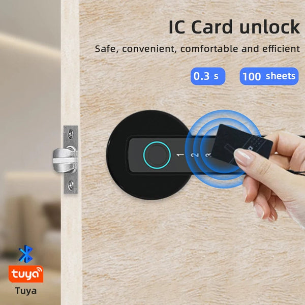 Planet Gates RAYKUBE M5 Tuya BLE Fingerprint Door Lock Digital Electronic Lock with Password/Key/IC Card/ Smartlife/ Tuya APP Unlock