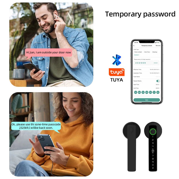 Planet Gates RAYKUBE M5 Tuya BLE Fingerprint Door Lock Digital Electronic Lock with Password/Key/IC Card/ Smartlife/ Tuya APP Unlock