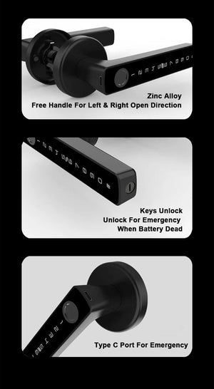 Planet Gates RAYKUBE M5 Tuya BLE Fingerprint Door Lock Digital Electronic Lock with Password/Key/IC Card/ Smartlife/ Tuya APP Unlock