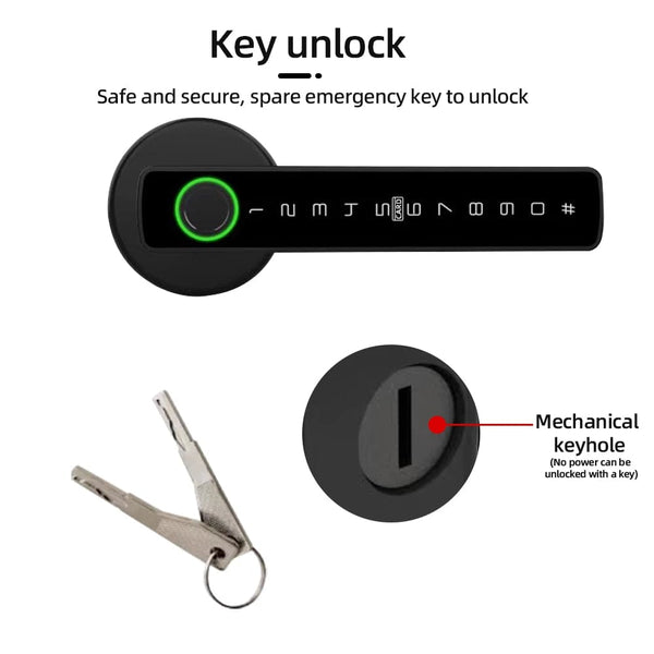 Planet Gates RAYKUBE M5 Tuya BLE Fingerprint Door Lock Digital Electronic Lock with Password/Key/IC Card/ Smartlife/ Tuya APP Unlock