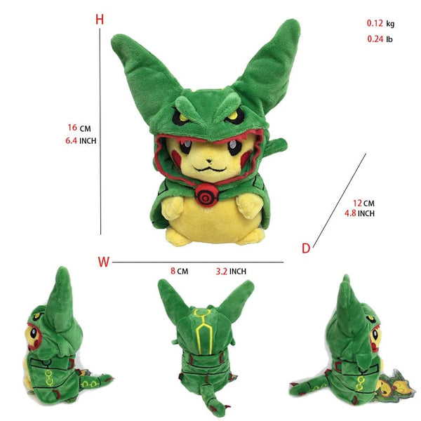 Planet Gates Rayquaza GN Pikachu1 / 11cm-30cm Pikachu Cos Eevee Cosplay Plush Toys Charizard Peluche Lucario Stuffed Animal Doll Collectible Gift,Cartoon 20-30CM