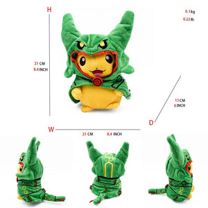 Planet Gates Rayquaza GN Pikachu2 / 11cm-30cm Pikachu Cos Eevee Cosplay Plush Toys Charizard Peluche Lucario Stuffed Animal Doll Collectible Gift,Cartoon 20-30CM