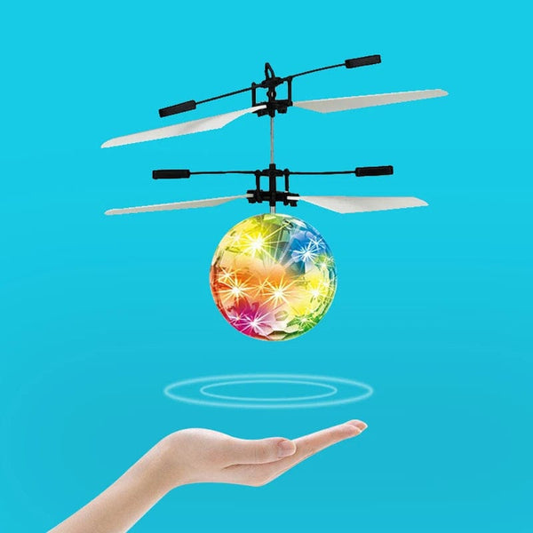 Planet Gates RC blue ball Flying Luminous Ball RC Kid's Flying Ball Anti-stress Drone Helicopter Infrared Induction Aircraft Remote Control Toys Gifts