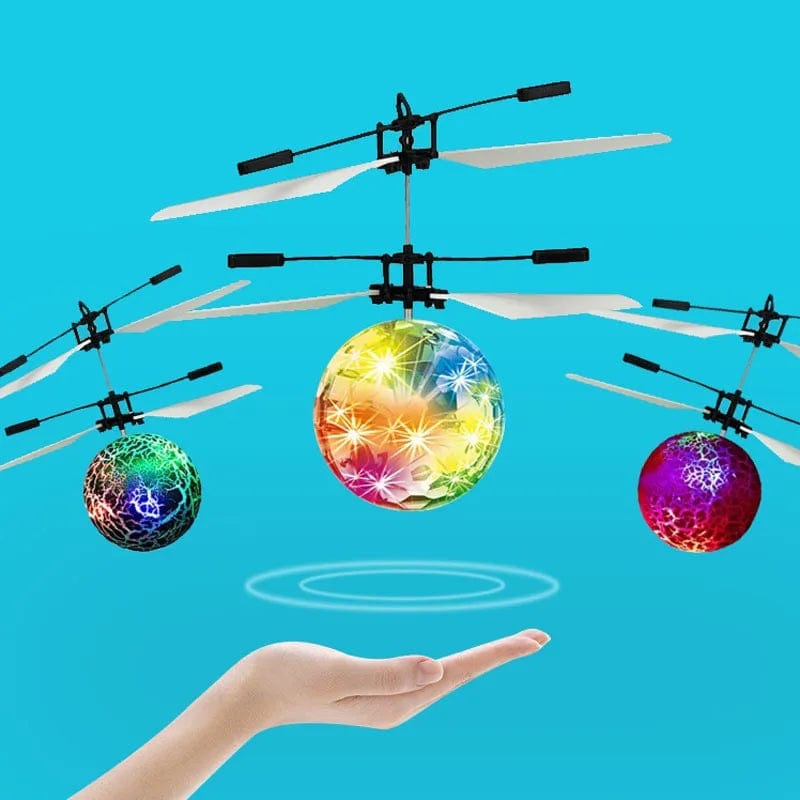 Planet Gates RC blue ball Flying Luminous Ball RC Kid's Flying Ball Anti-stress Drone Helicopter Infrared Induction Aircraft Remote Control Toys Gifts