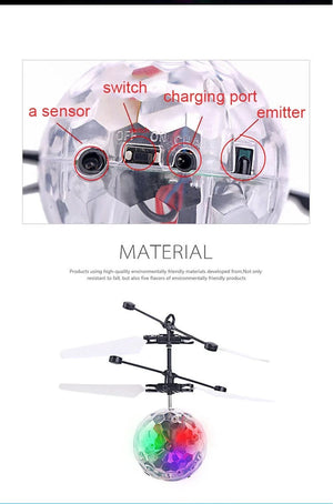 Planet Gates RC blue ball Flying Luminous Ball RC Kid's Flying Ball Anti-stress Drone Helicopter Infrared Induction Aircraft Remote Control Toys Gifts