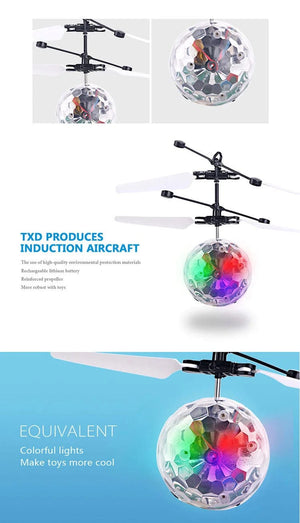 Planet Gates RC blue ball Flying Luminous Ball RC Kid's Flying Ball Anti-stress Drone Helicopter Infrared Induction Aircraft Remote Control Toys Gifts